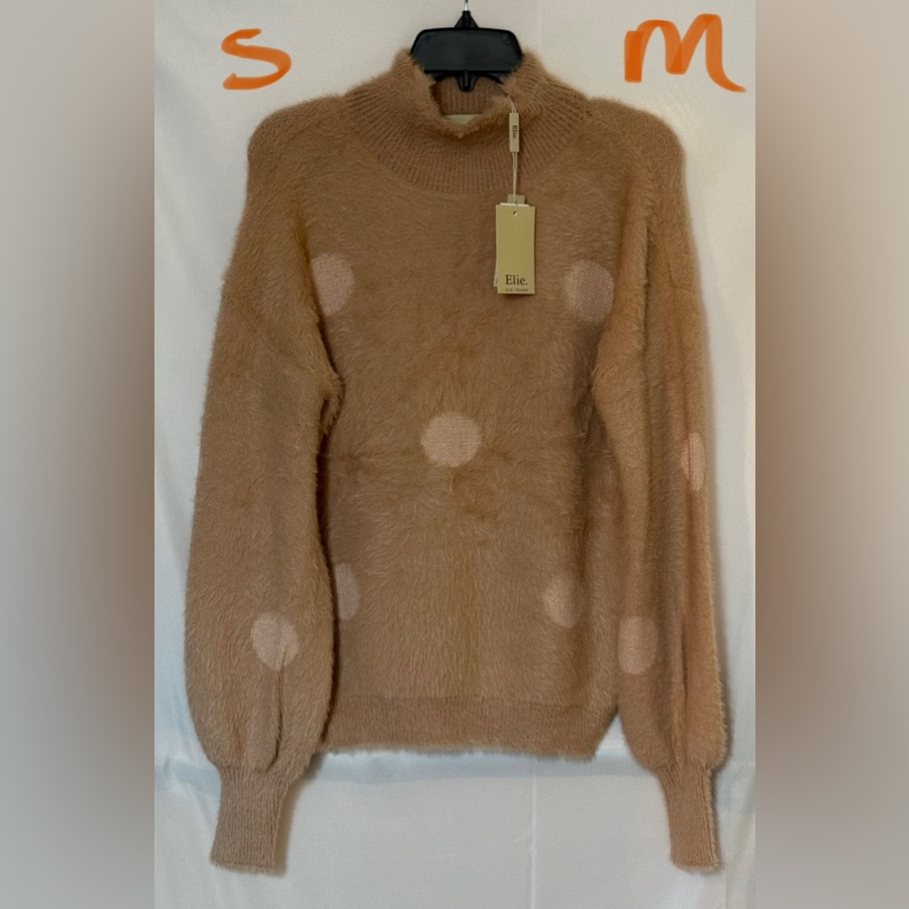 Elie Tahari Tan Polka Dot Sweater